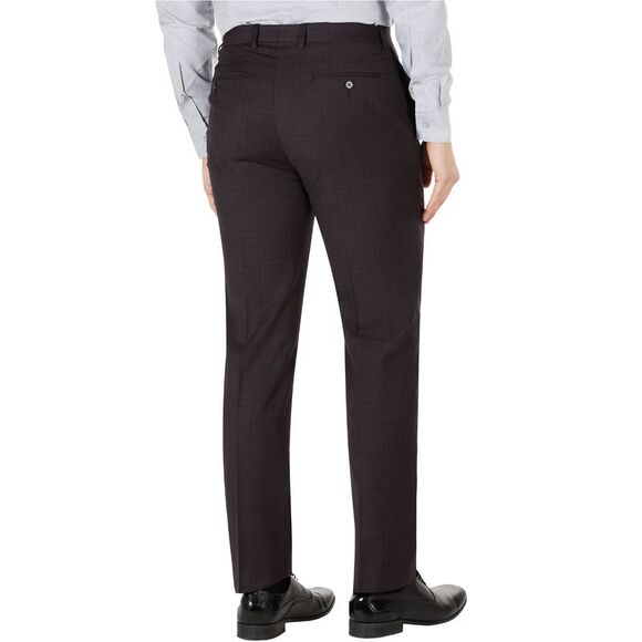 Calvin Klein Mens Slim Fit Tonal Plaid Wool Dress Pants 33W x 32L Eggplant - NWT - Picture 2 of 4